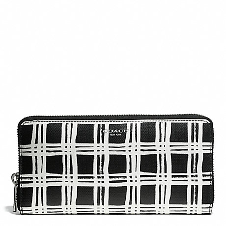 COACH F51139 BLEECKER BLACK AND WHITE PRINT COATED CANVAS ACCORDION ZIP WALLET ONE-COLOR