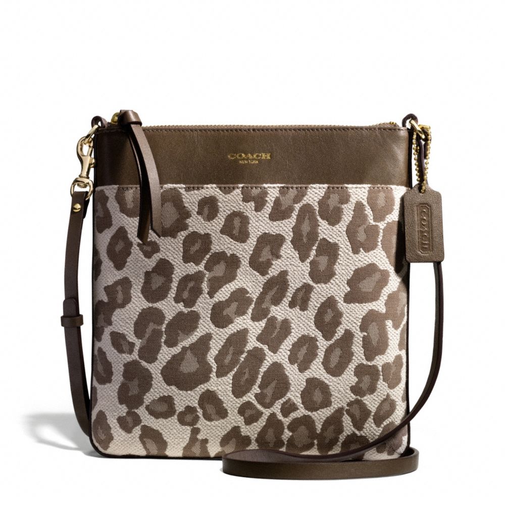 MADISON OCELOT JACQUARD NORTH/SOUTH SWINGPACK - LIGHT GOLD/CHESTNUT - COACH F51140