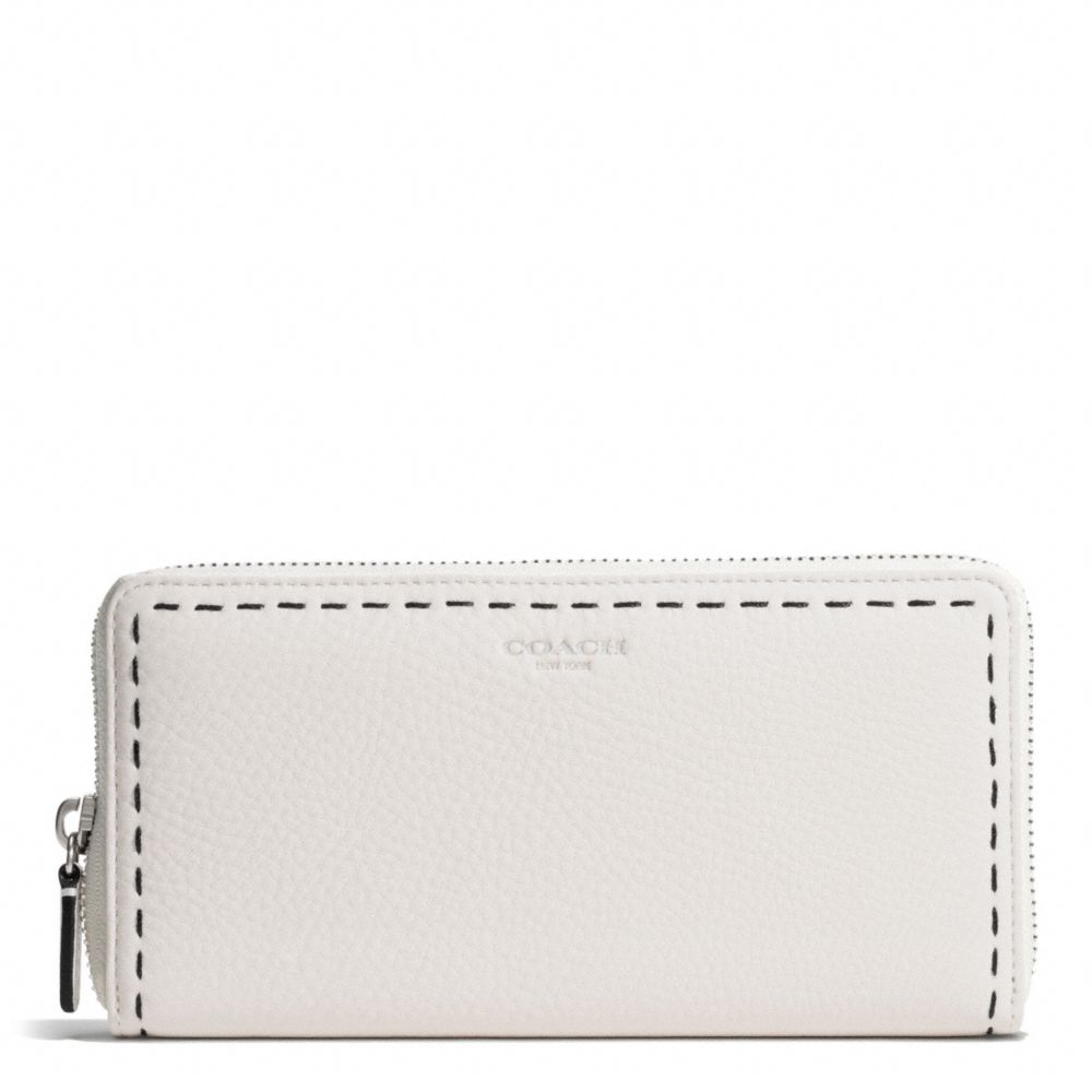 COACH f51147 BLEECKER  STITCHED PEBBLED ACCORDION ZIP WALLET SILVER/PARCHMENT