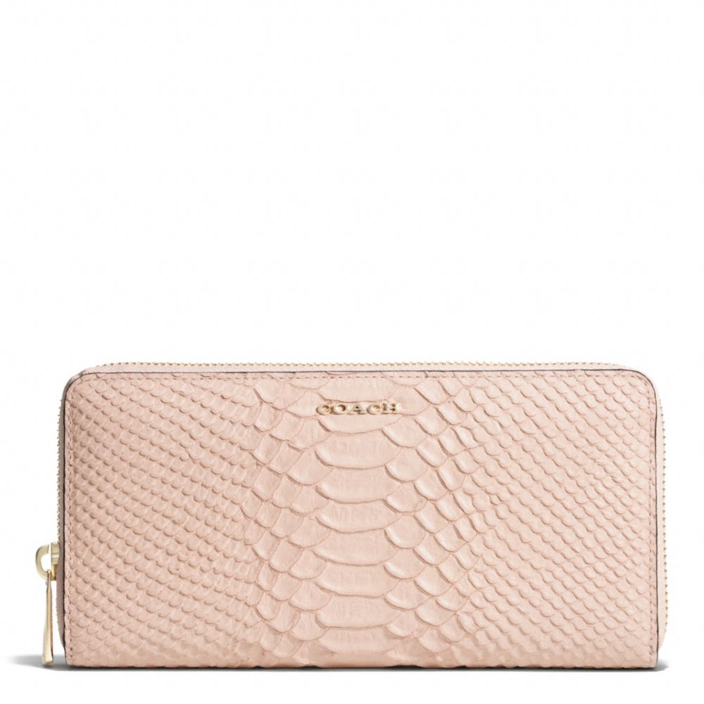 MADISON PYTHON EMBOSSED ACCORDION ZIP WALLET - f51149 - LIGHT GOLD/BLUSH