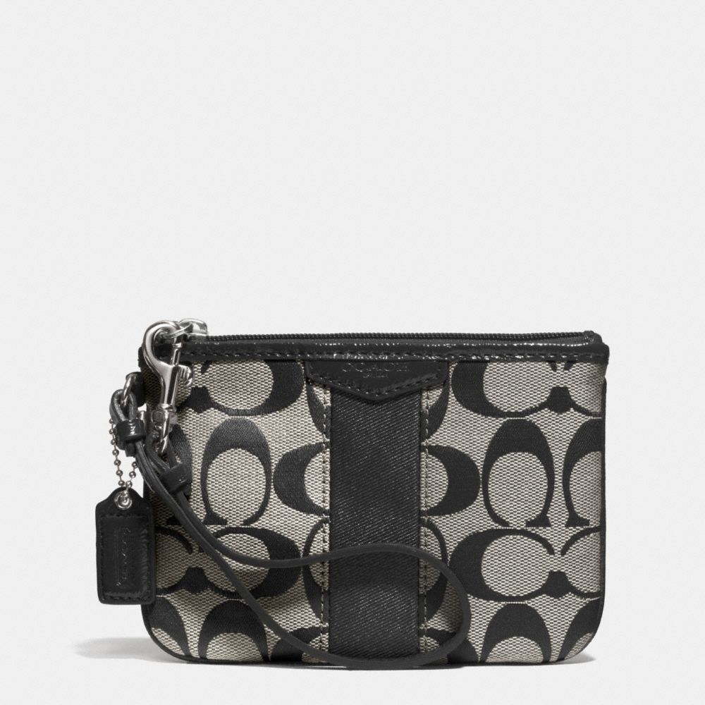 COACH SIGNATURE STRIPE SMALL WRISTLET - SILVER/BLACK/WHITE/BLACK - f51158