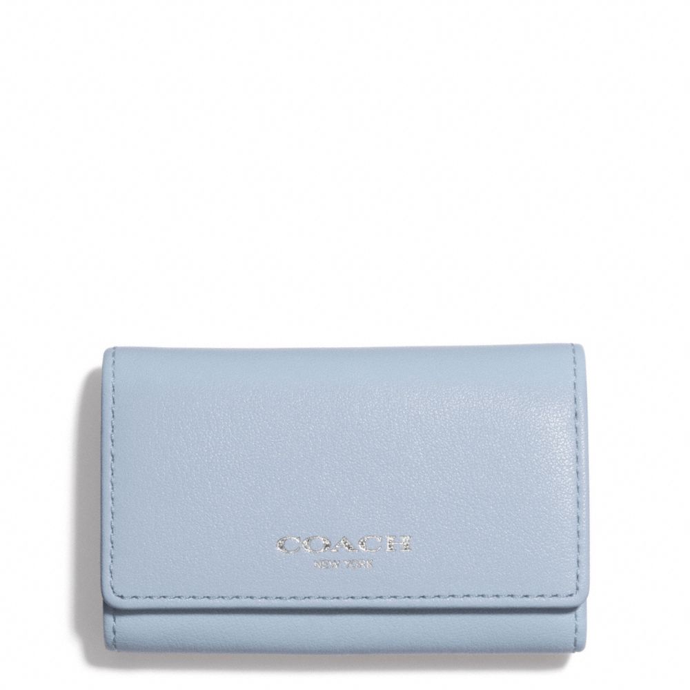 COACH f51167 BLEECKER LEATHER 6-RING KEY CASE SILVER/POWDER BLUE