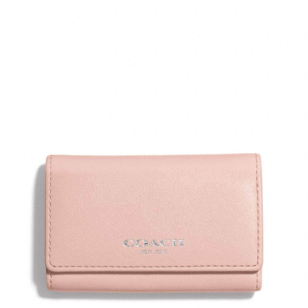 COACH F51167 BLEECKER LEATHER 6-RING KEY CASE SILVER/PEACH-ROSE