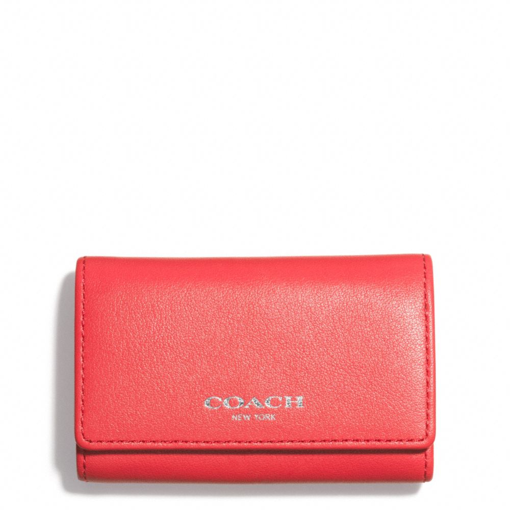 COACH f51167 BLEECKER LEATHER 6-RING KEY CASE SILVER/LOVE RED