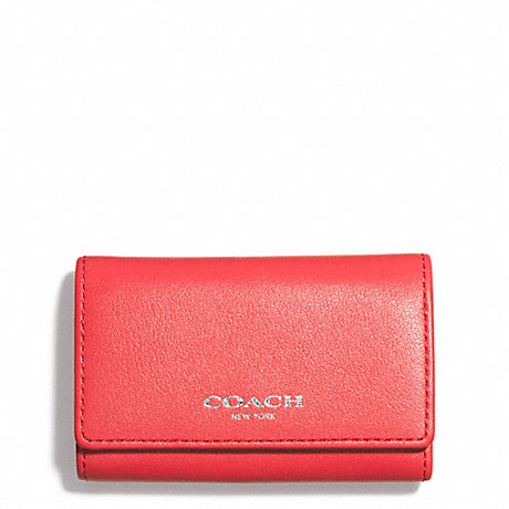 COACH BLEECKER LEATHER 6-RING KEY CASE - SILVER/LOVE RED - f51167