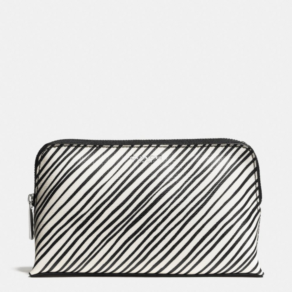 COACH BLEECKER MEDIUM COSMETIC CASE IN BLACK AND WHITE PRINT COATED CANVAS - SILVER/WHITE MULTICOLOR - F51168