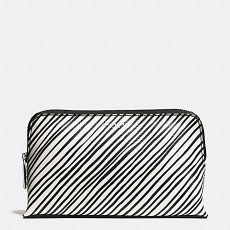 COACH f51168 BLEECKER MEDIUM COSMETIC CASE IN BLACK AND WHITE PRINT COATED CANVAS  SILVER/WHITE MULTICOLOR