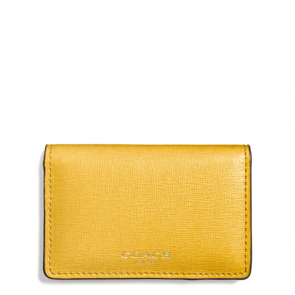 COACH F51171 Saffiano Leather Business Card Case LIGHT GOLD/SUNGLOW