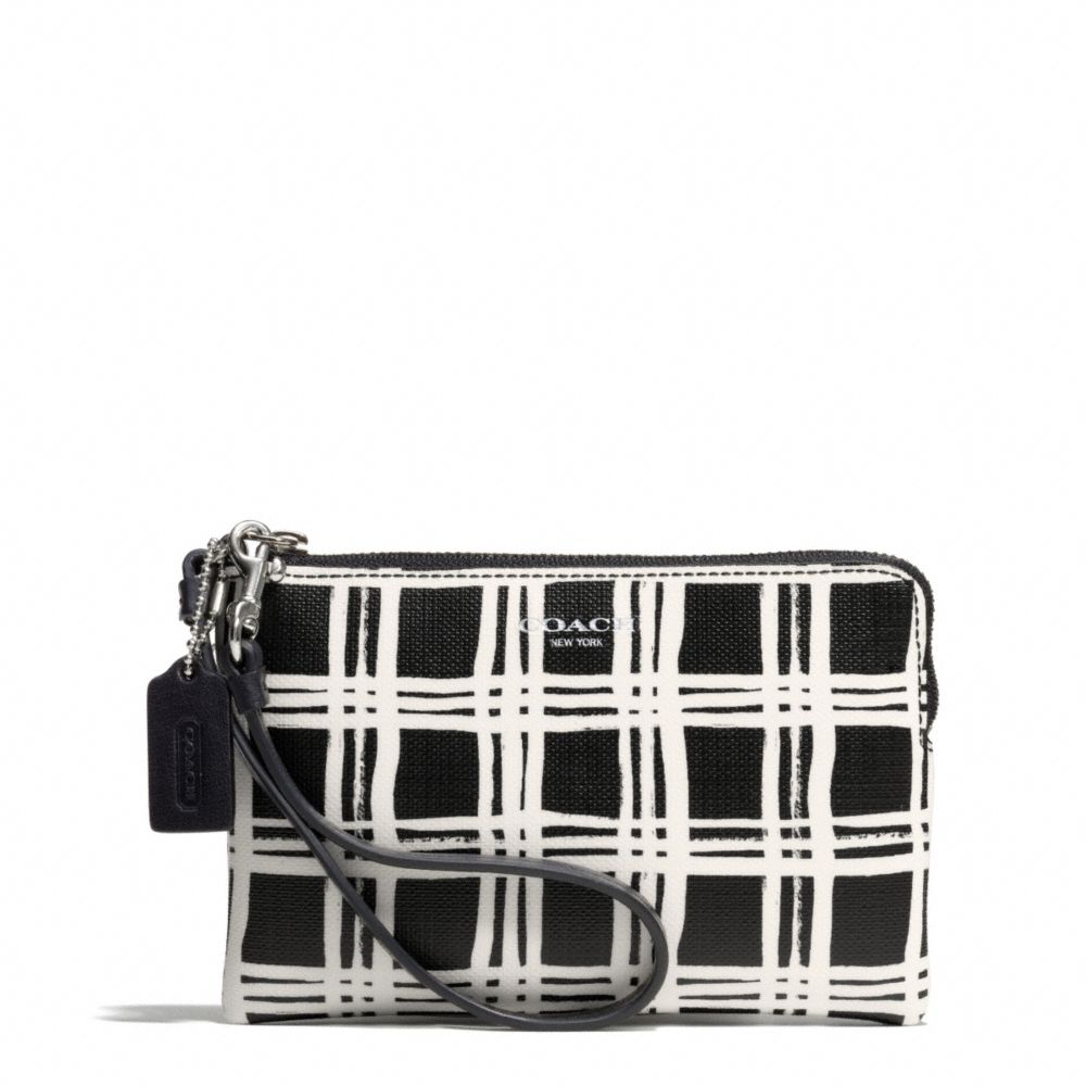 BLEECKER BLACK AND WHITE PRINT COATED CANVAS SMALL WRISTLET - f51174 -  SILVER/BLACK MULTI