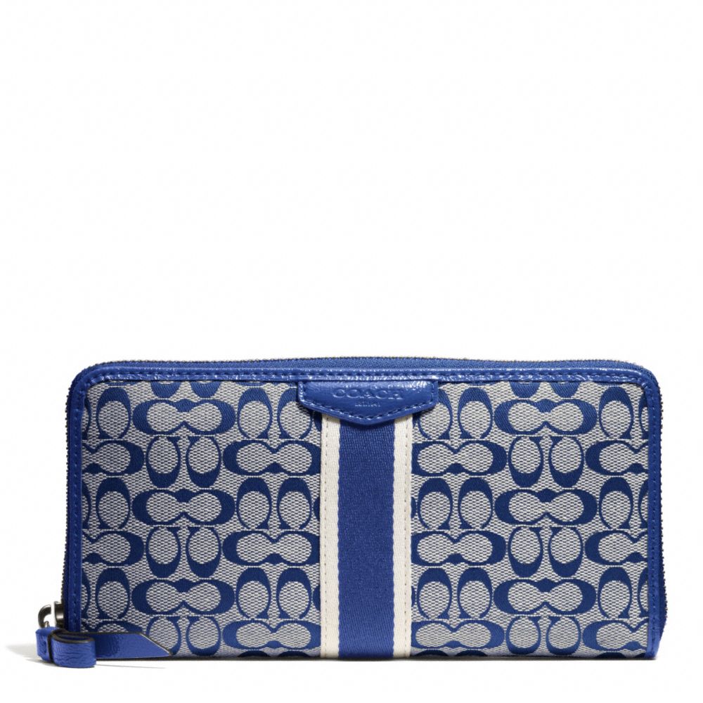 SIGNATURE STRIPE 6CM ACCORDION ZIP - SILVER/NAVY/NAVY - COACH F51176