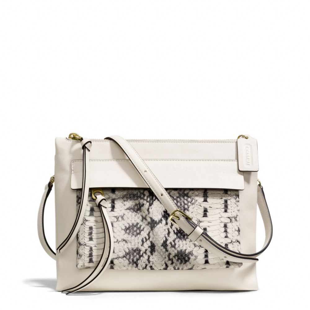 COACH F51192 Madison Two Tone Python Embossed Leather Felicia Crossbody LIGHT GOLD/PARCHMENT