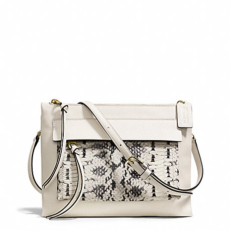 COACH f51192 MADISON TWO TONE PYTHON EMBOSSED LEATHER FELICIA CROSSBODY LIGHT GOLD/PARCHMENT