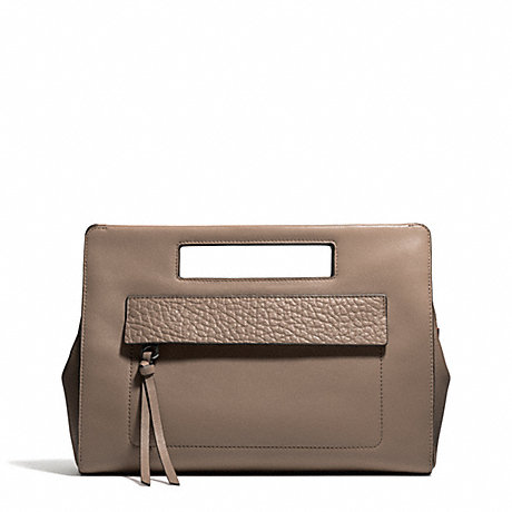 BLEECKER LEATHER POCKET CLUTCH - COACH F51194 - SILVER/SILT