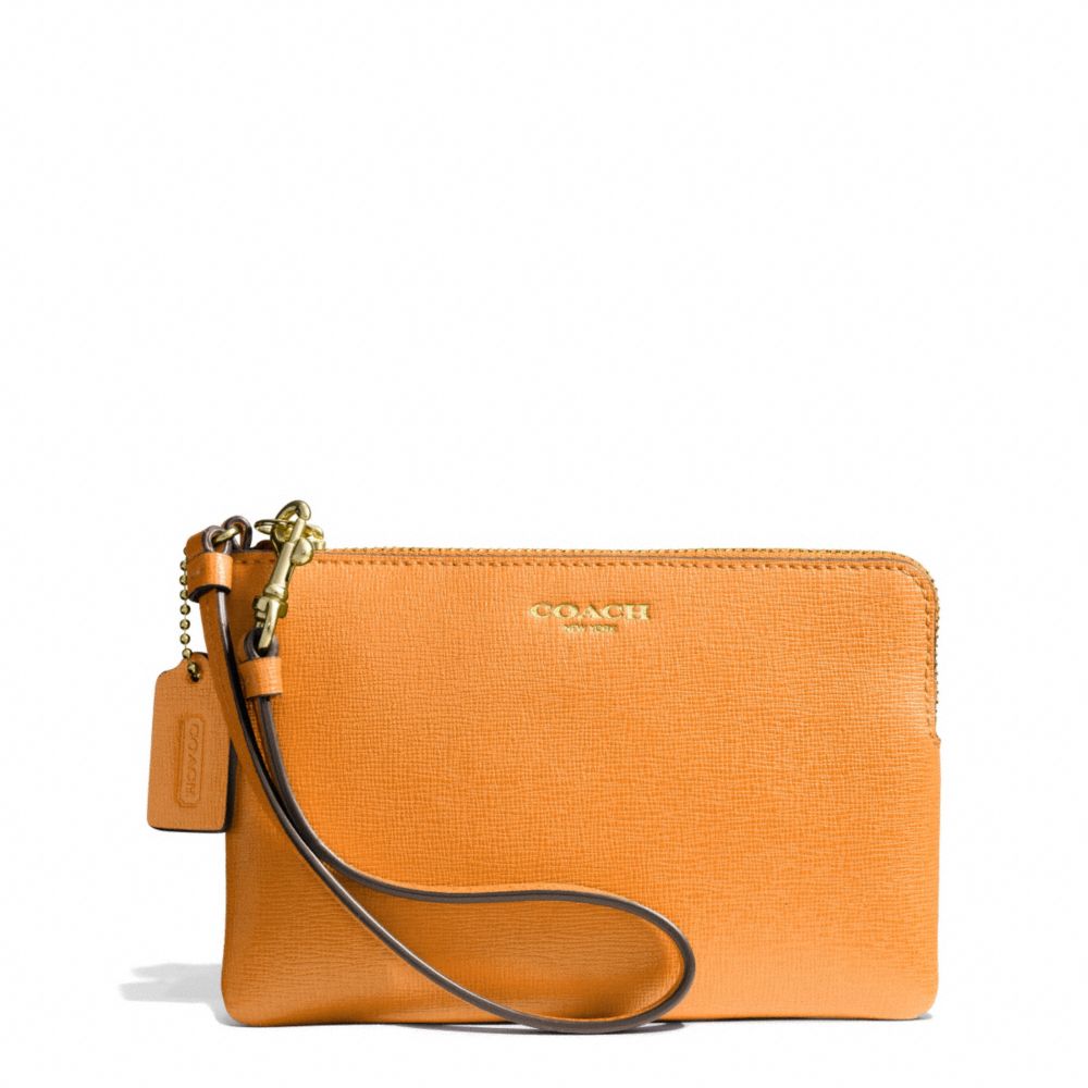 COACH SAFFIANO LEATHER SMALL WRISTLET - LIGHT GOLD/BRIGHT MANDARIN - f51197