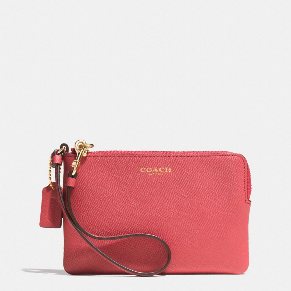 SMALL WRISTLET IN SAFFIANO LEATHER - LIGHT GOLD/LOGANBERRY - COACH F51197