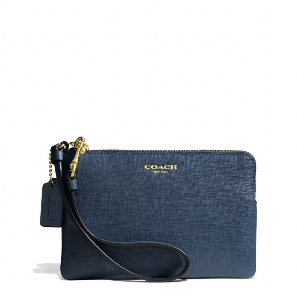 COACH F51197 SAFFIANO LEATHER SMALL WRISTLET LIGHT-GOLD/NAVY