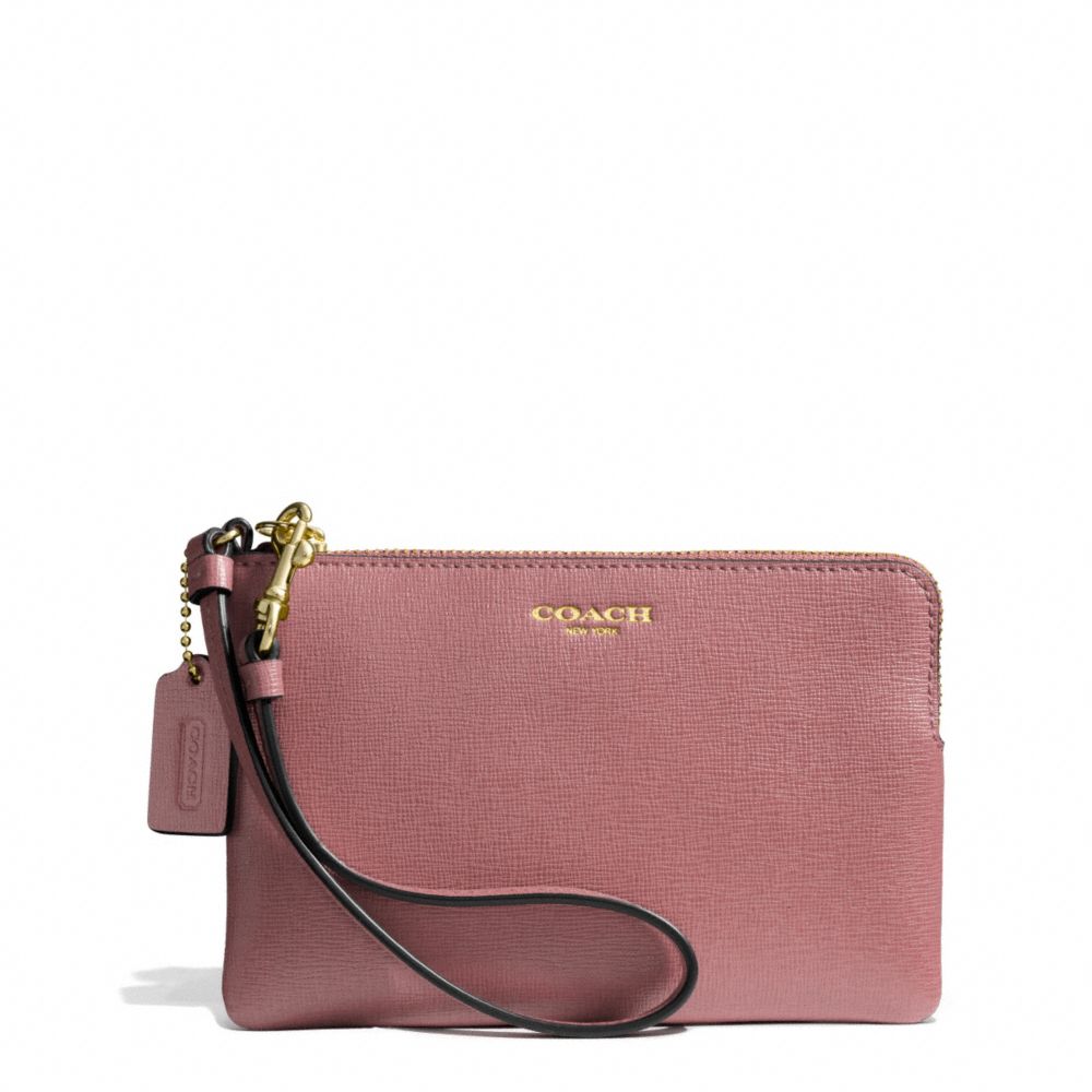 SAFFIANO LEATHER SMALL WRISTLET - LIGHT GOLD/ROUGE - COACH F51197