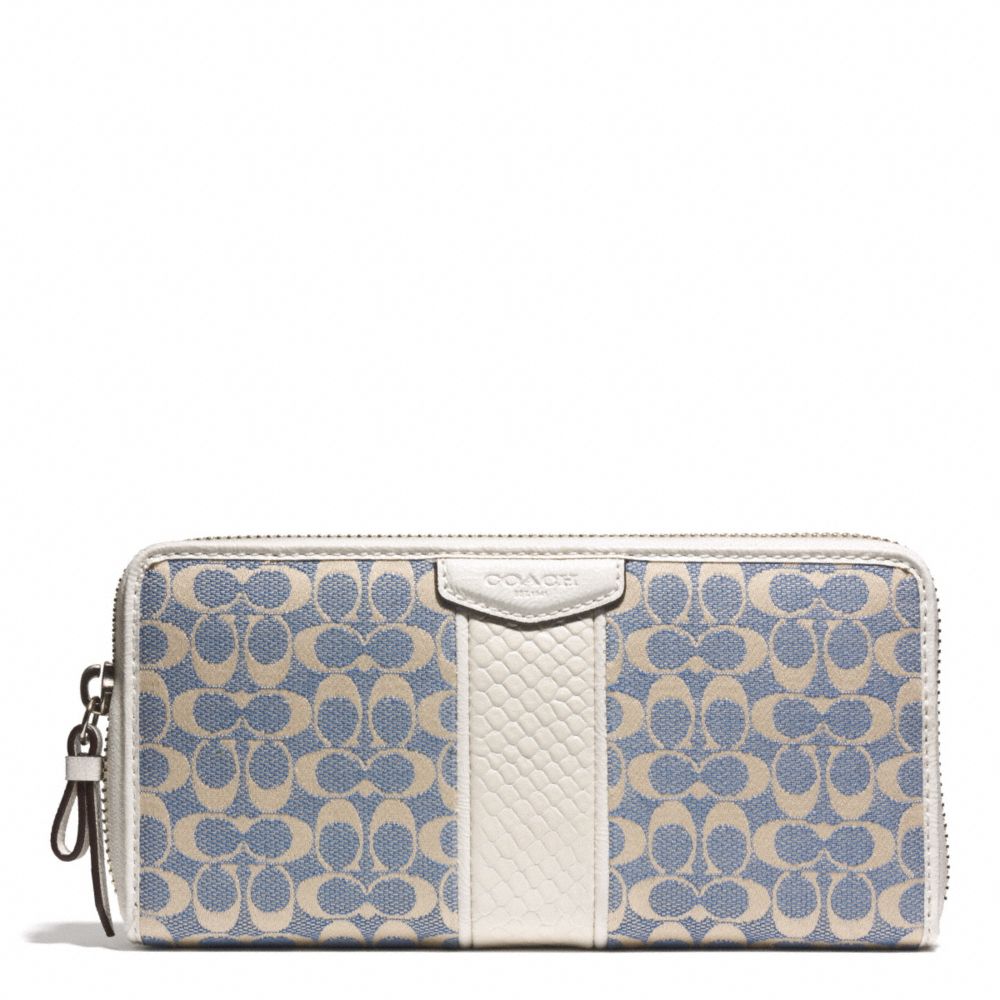 COACH F51210 - SIGNATURE STRIPE JACQUARD ACCORDION ZIP WALLET ONE-COLOR