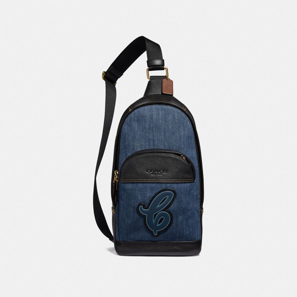 HOUSTON PACK WITH SIGNATURE MOTIF - F51220 - DENIM/BRASS