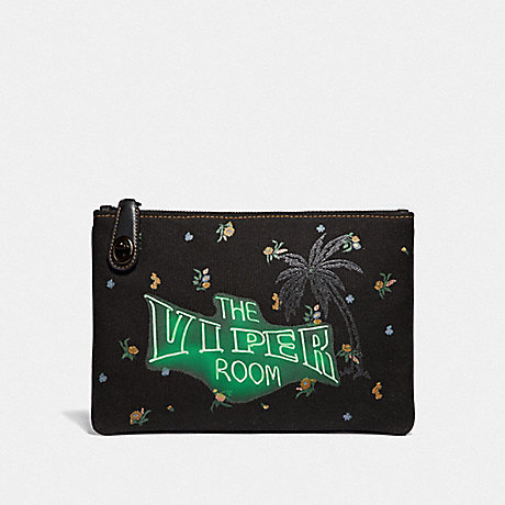 COACH F51231 VIPER ROOM TURNLOCK POUCH 26 BLACK/PEWTER