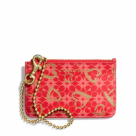 COACH WAVERLY HEART PRINT COATED CANVAS ID SKINNY - BRASS/LOVE RED MULTICOLOR - f51235