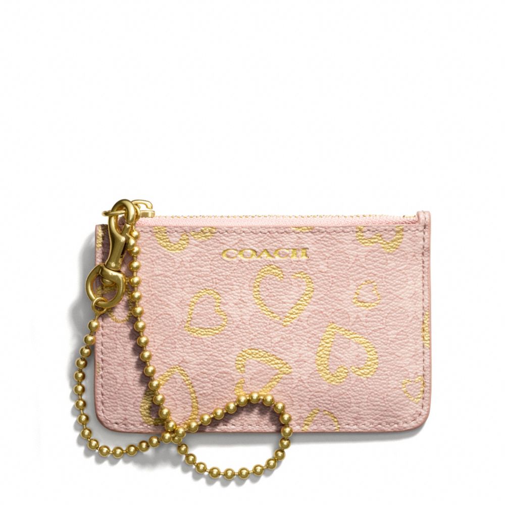 WAVERLY HEART PRINT COATED CANVAS ID SKINNY - LIGHT GOLD/LIGHT GOLDGHT PINK - COACH F51235