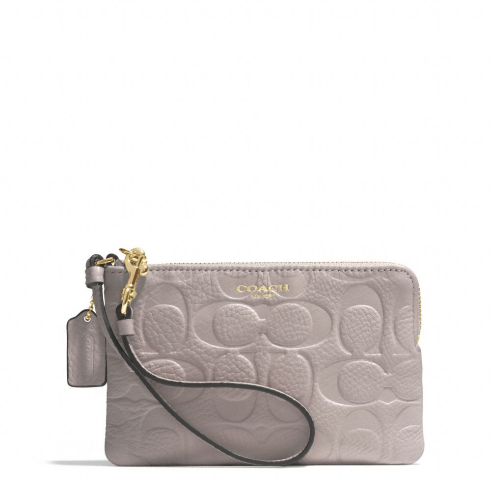 BLEECKER LOGO EMBOSSED SMALL WRISTLET - f51244 - GOLD/GREY BIRCH