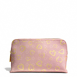 COACH F51245 Waverly Heart Print Coated Canvas Medium Cosmetic Case LIGHT GOLD/LIGHT GOLDGHT PINK
