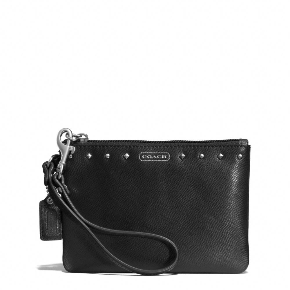 COACH F51256 Darcy Leather Studded Small Wristlet SILVER/BLACK