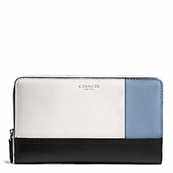 COACH F51294 - BLEECKER COLORBLOCK CONTINENTAL ZIP WALLET SILVER/NATURAL/WASHED OXFORD