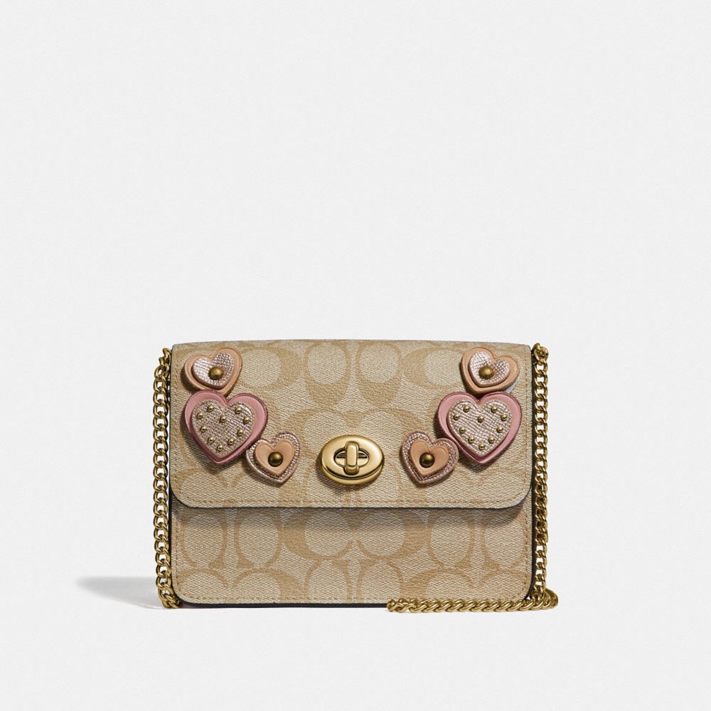 COACH F51332 BOWERY CROSSBODY IN SIGNATURE CANVAS WITH HEART APPLIQUE KHAKI-MULTI-/IMITATION-GOLD