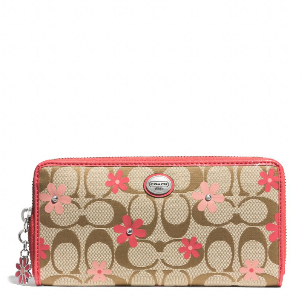 COACH DAISY SIGNATURE FLORAL LEATHER ACCORDION ZIP WALLET -  - f51339