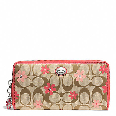 COACH DAISY SIGNATURE FLORAL LEATHER ACCORDION ZIP WALLET -  - f51339