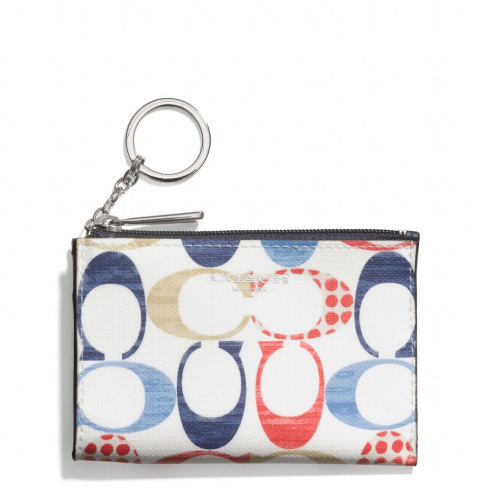 COACH f51342 BLEECKER MINI SKINNY IN MULTI C PRINT COATED CANVAS SILVER/MULTICOLOR