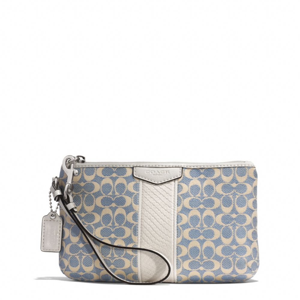 SIGNATURE STRIPE JACQUARD MEDIUM WRISTLET COACH F51347