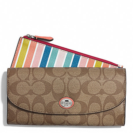 COACH F51351 PEYTON MULTISTRIPE SLIM ENVELOPE WALLET WITH POUCH ONE-COLOR