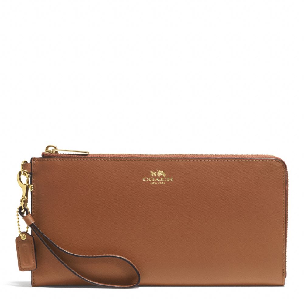 DARCY LEATHER HOLDALL WALLET - BRASS/SADDLE - COACH F51352