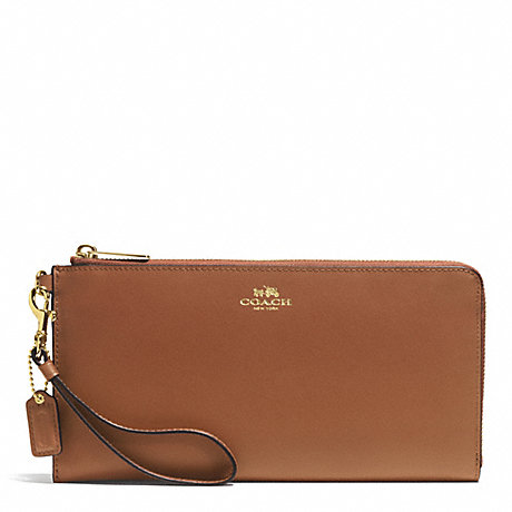 COACH DARCY LEATHER HOLDALL WALLET - BRASS/SADDLE - f51352