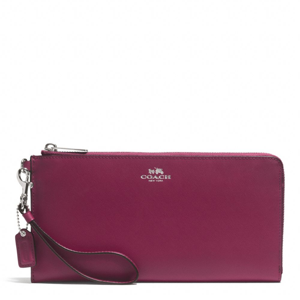 COACH DARCY LEATHER HOLDALL WALLET - SILVER/MERLOT - f51352