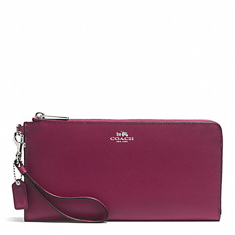COACH F51352 DARCY LEATHER HOLDALL WALLET SILVER/MERLOT