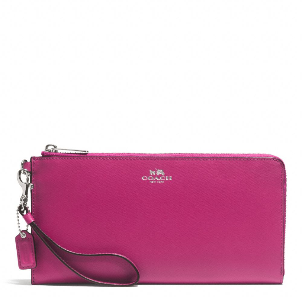 DARCY LEATHER HOLDALL WALLET - SILVER/RASPBERRY - COACH F51352