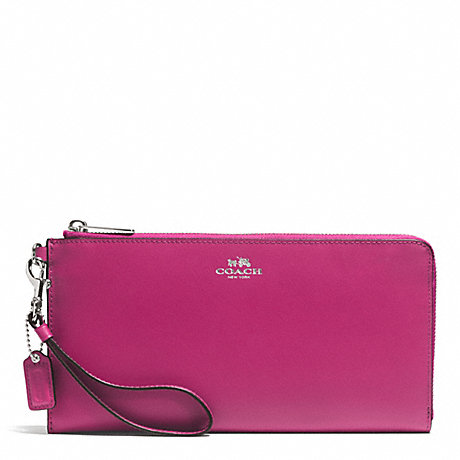 COACH DARCY LEATHER HOLDALL WALLET - SILVER/RASPBERRY - f51352