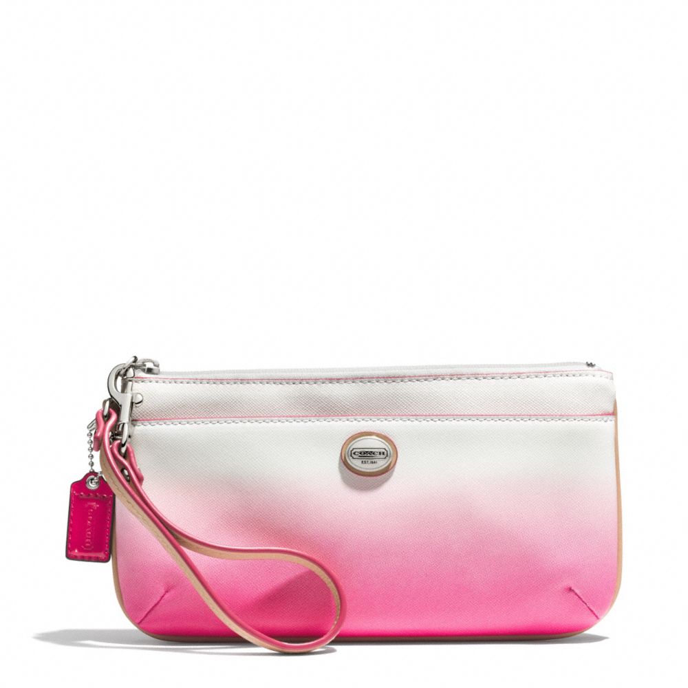 COACH F51380 Peyton Ombre Go-go Wristlet SILVER/POMEGRANATE