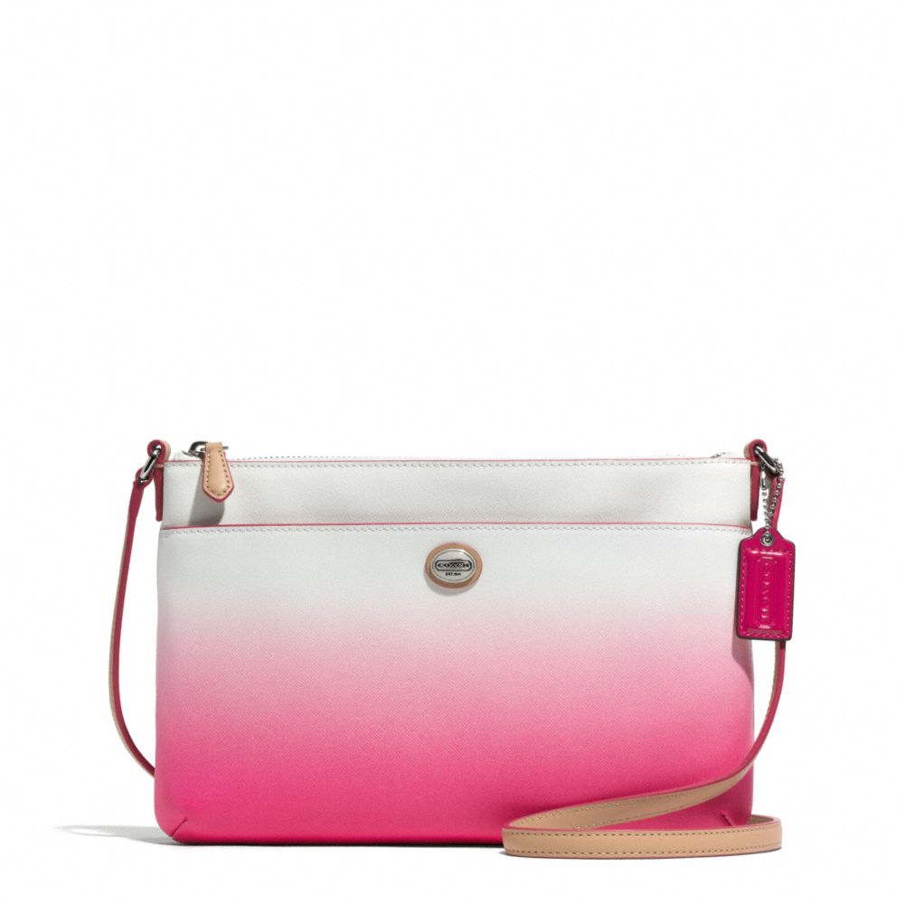 PEYTON OMBRE BRINN EAST/WEST SWINGPACK - SILVER/POMEGRANATE - COACH F51381