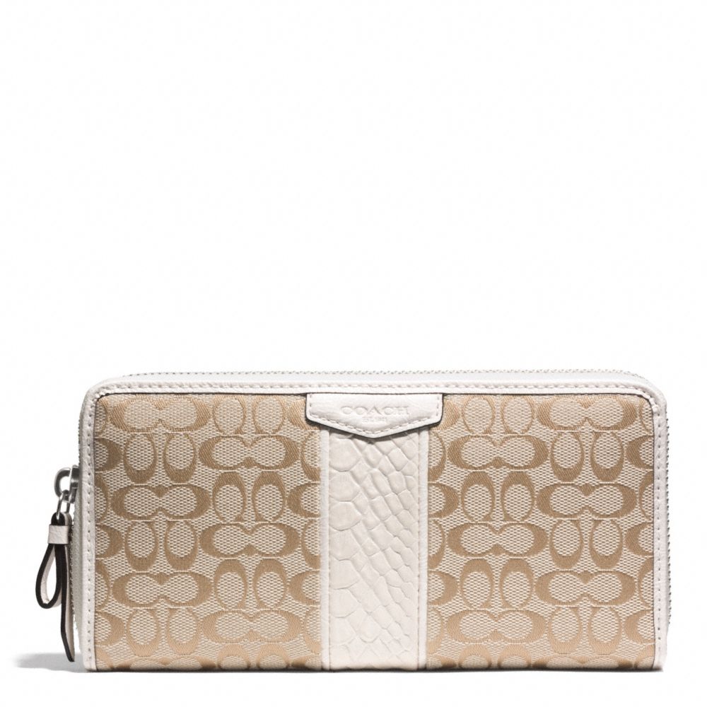 COACH F51383 SIGNATURE STRIPE SNAKE ACCORDION ZIP WALLET ONE-COLOR