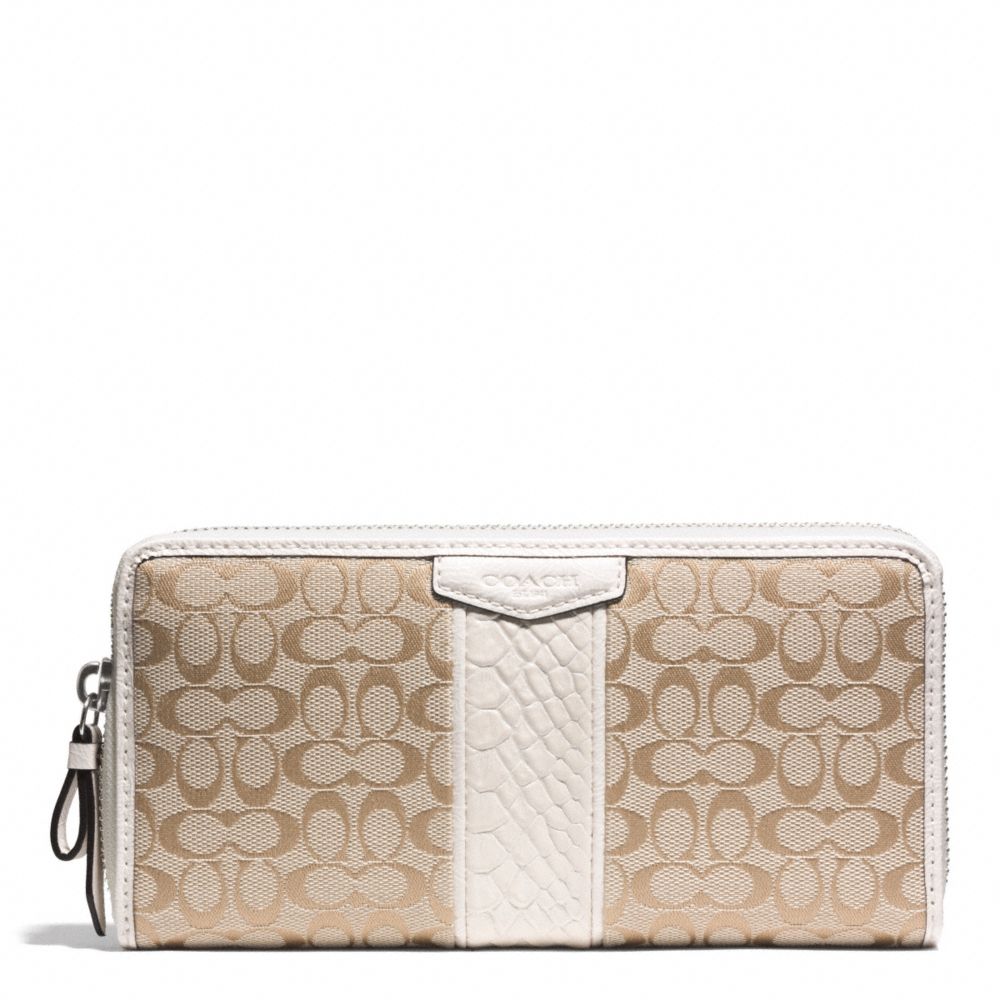 COACH F51383 - SIGNATURE STRIPE SNAKE ACCORDION ZIP WALLET ONE-COLOR