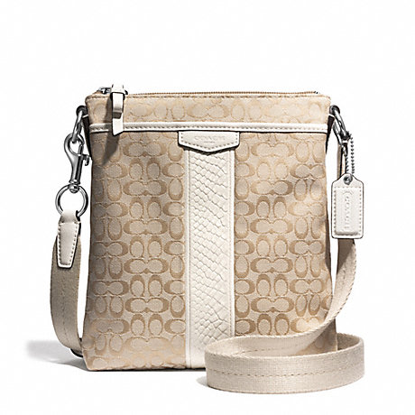 COACH F51387 SIGNATURE STRIPE SNAKE NORTH/SOUTH SWINGPACK ONE-COLOR