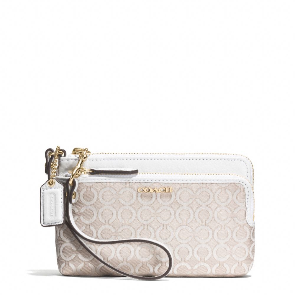 MADISON OP ART PEARLESCENT DOUBLE L-ZIP WRISTLET - f51396 - LIGHT GOLD/NEW KHAKI