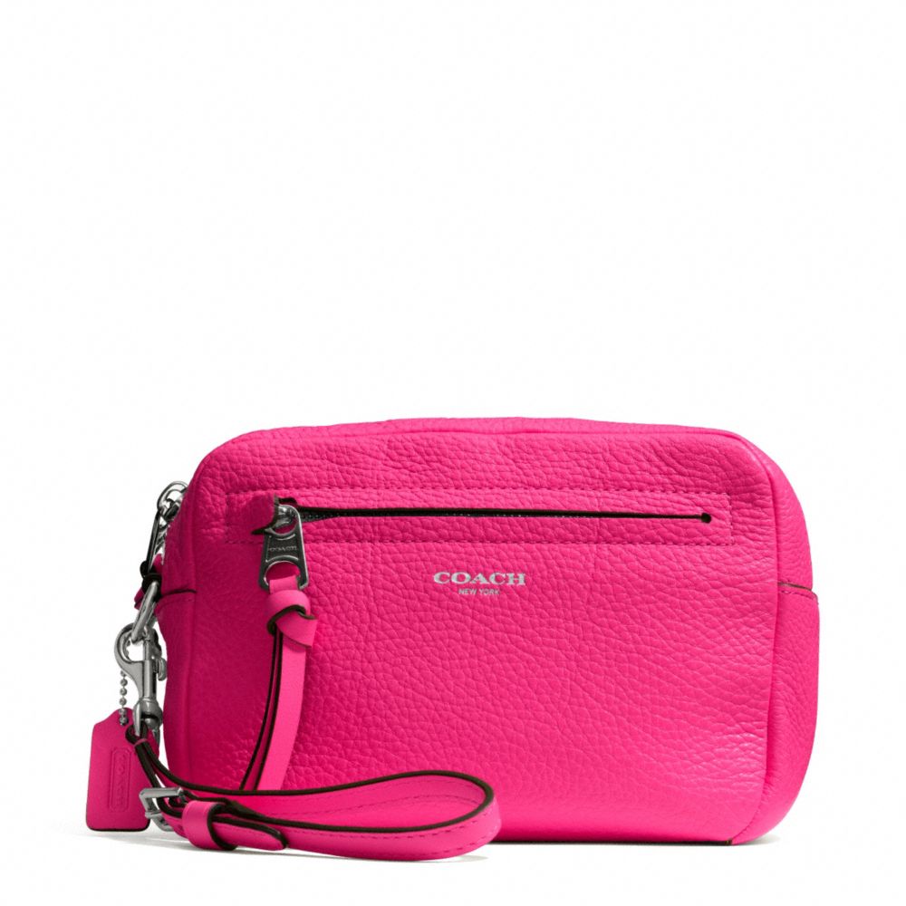 BLEECKER PEBBLED LEATHER FLIGHT WRISTLET - SILVER/PINK RUBY - COACH F51427