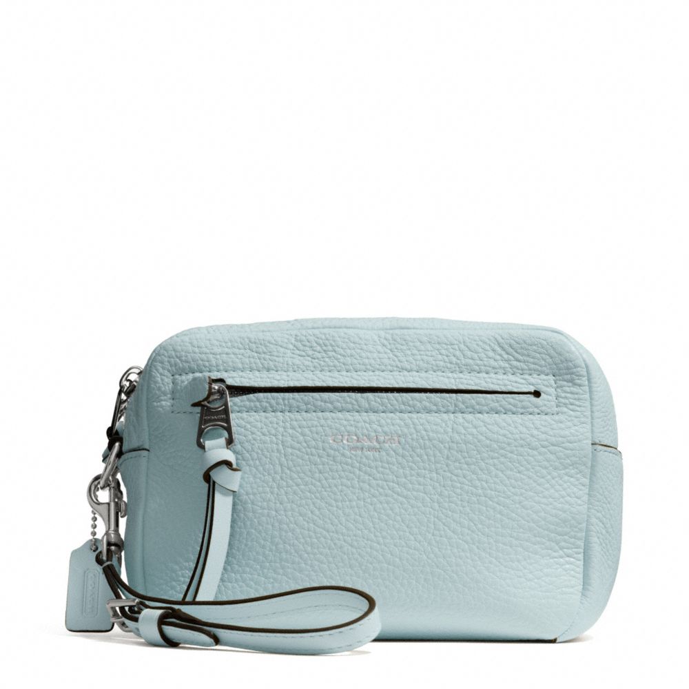 COACH F51427 BLEECKER PEBBLED LEATHER FLIGHT WRISTLET SILVER/SEA-MIST